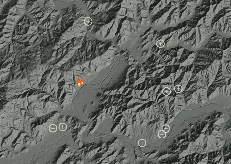 Map for Sat 19 Sep: flames mark every place that gave off heat that day.