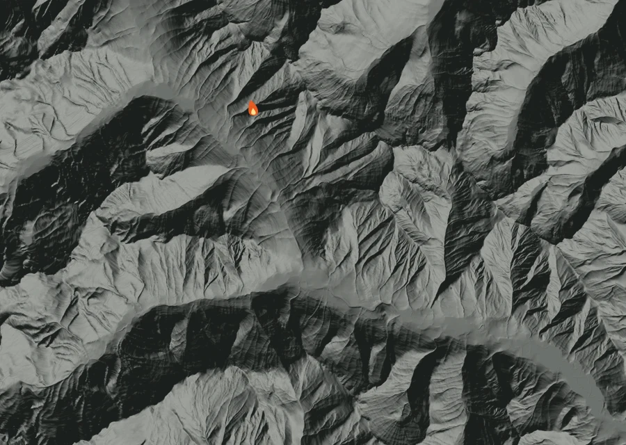 Map for Fri 11 Sep: flames mark every place that gave off heat that day.
