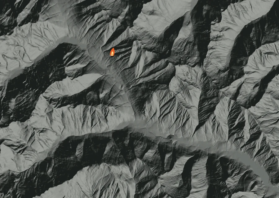Map for Sat 12 Sep: flames mark every place that gave off heat that day.