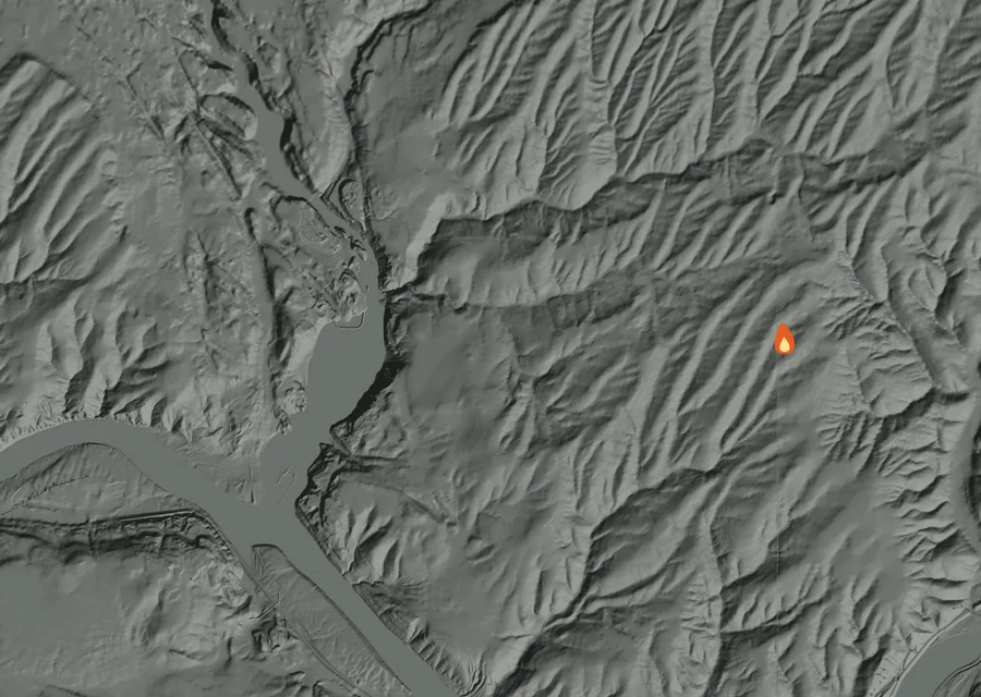 Animated map of the Lyons Ferry Fire across the whole record, with a time bar along the bottom showing energy released and the local date.