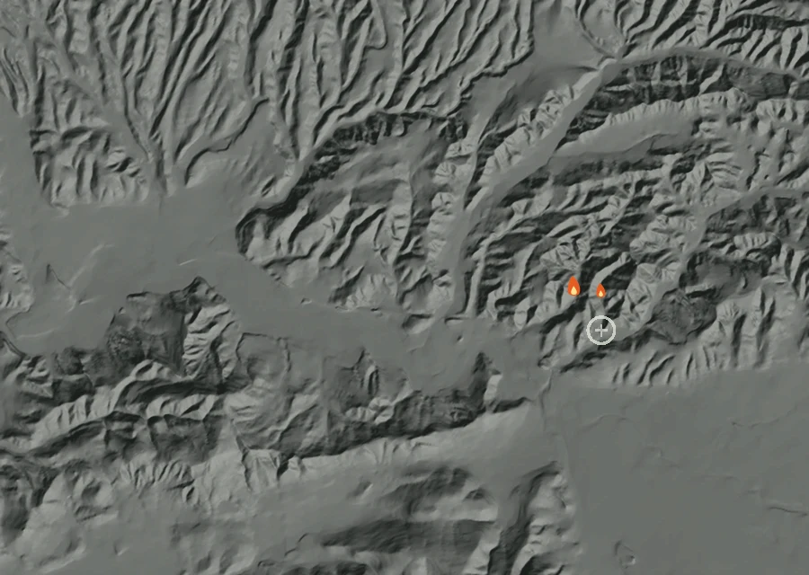 Animated map of the Madera Inc Fire across the whole record, with a time bar along the bottom showing energy released and the local date.