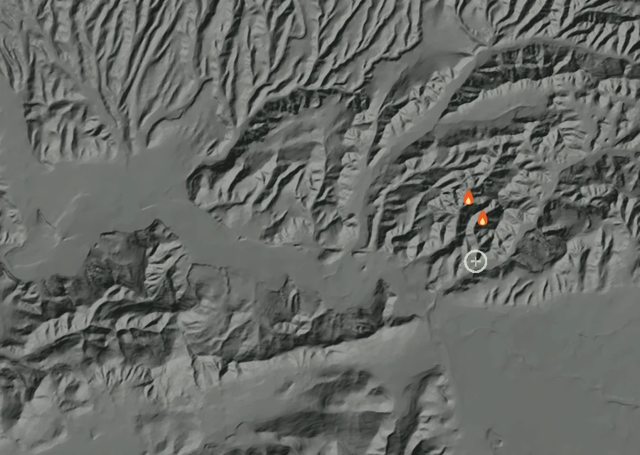 Map for Sun 4 Oct: flames mark every place that gave off heat that day.