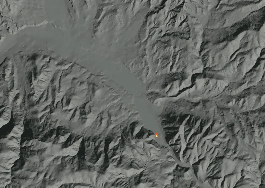 Map for Thu 27 Aug: flames mark every place that gave off heat that day.