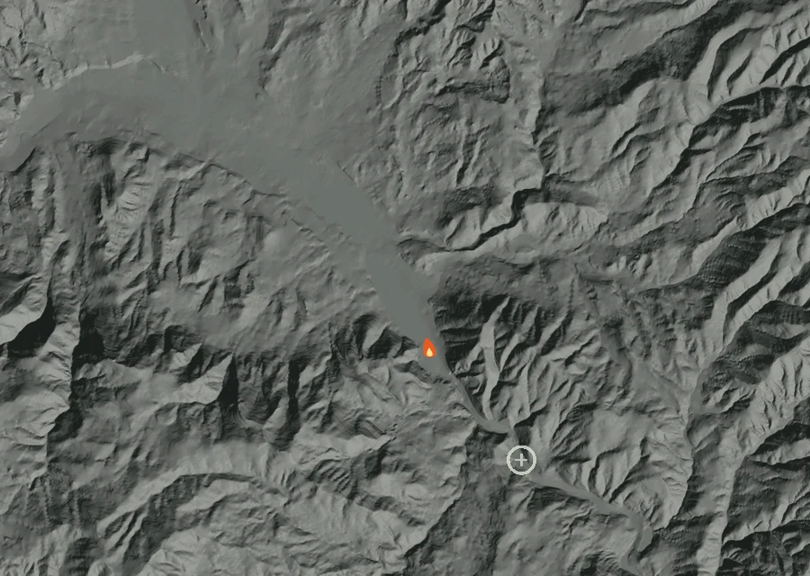 Map for Sat 29 Aug: flames mark every place that gave off heat that day.