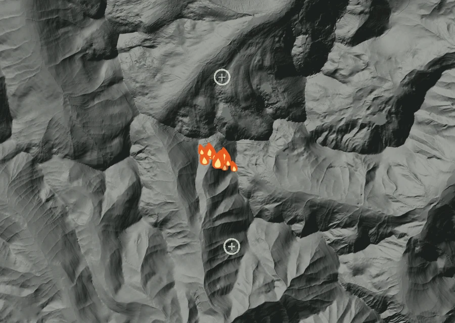 Animated map of the May Flower Fire across the whole record, with a time bar along the bottom showing energy released and the local date.