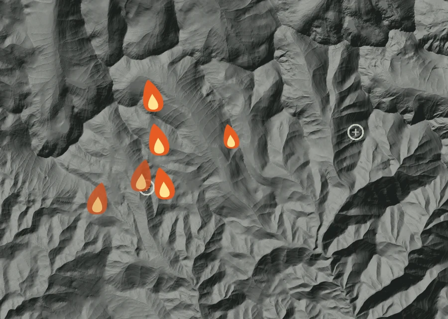 Animated map of the McCulley Fire across the whole record, with a time bar along the bottom showing energy released and the local date.