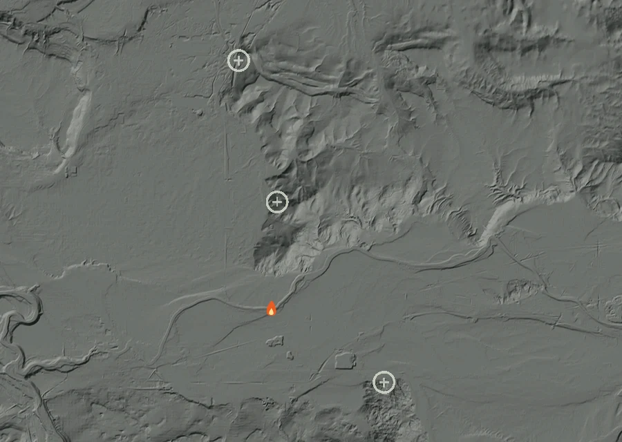 Animated map of the Mckinnon Fire across the whole record, with a time bar along the bottom showing energy released and the local date.