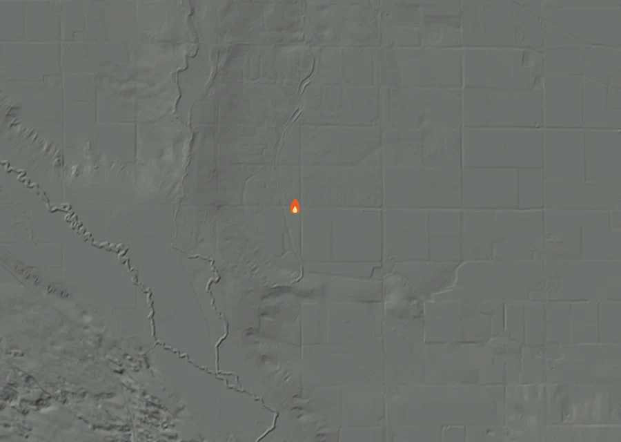 Map for Mon 5 Oct: flames mark every place that gave off heat that day.