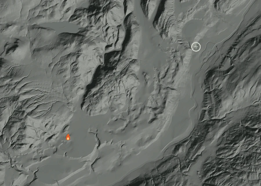 Animated map of the Nickles Fire across the whole record, with a time bar along the bottom showing energy released and the local date.