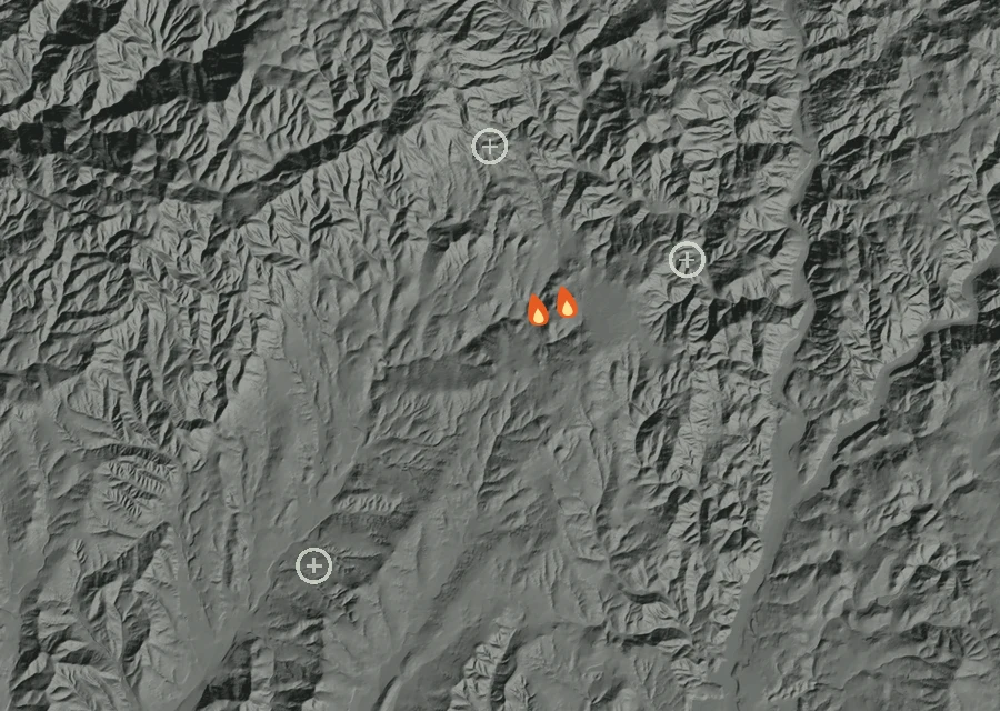 Animated map of the Niner Fire across the whole record, with a time bar along the bottom showing energy released and the local date.