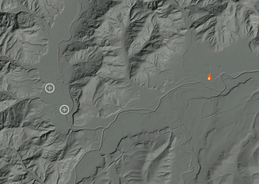 Map for Thu 15 Oct: flames mark every place that gave off heat that day.
