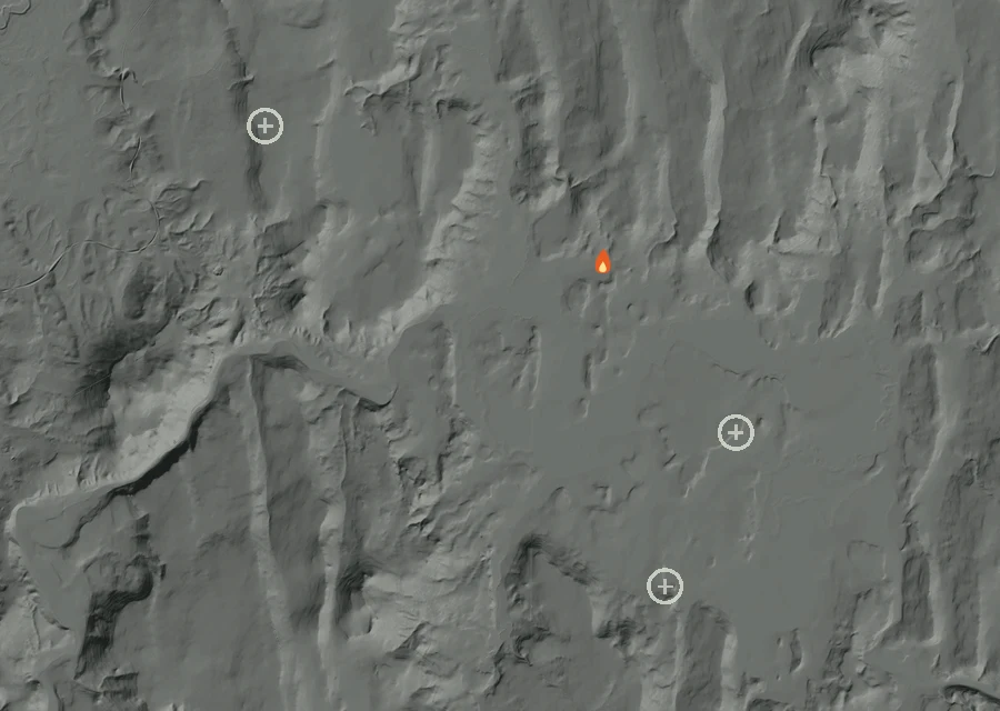 Animated map of the Outpost Fire across the whole record, with a time bar along the bottom showing energy released and the local date.