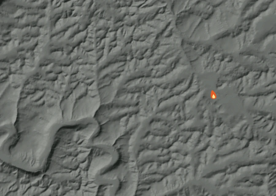Animated map of the Palouse River Fire across the whole record, with a time bar along the bottom showing energy released and the local date.