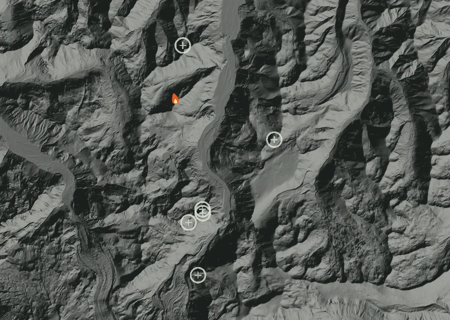 Map for Wed 26 Aug: flames mark every place that gave off heat that day.