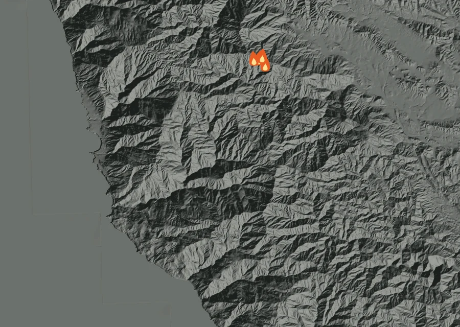 Map for Thu 10 Sep: flames mark every place that gave off heat that day.