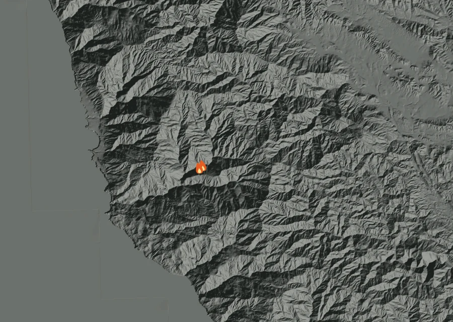 Map for Sun 13 Sep: flames mark every place that gave off heat that day.