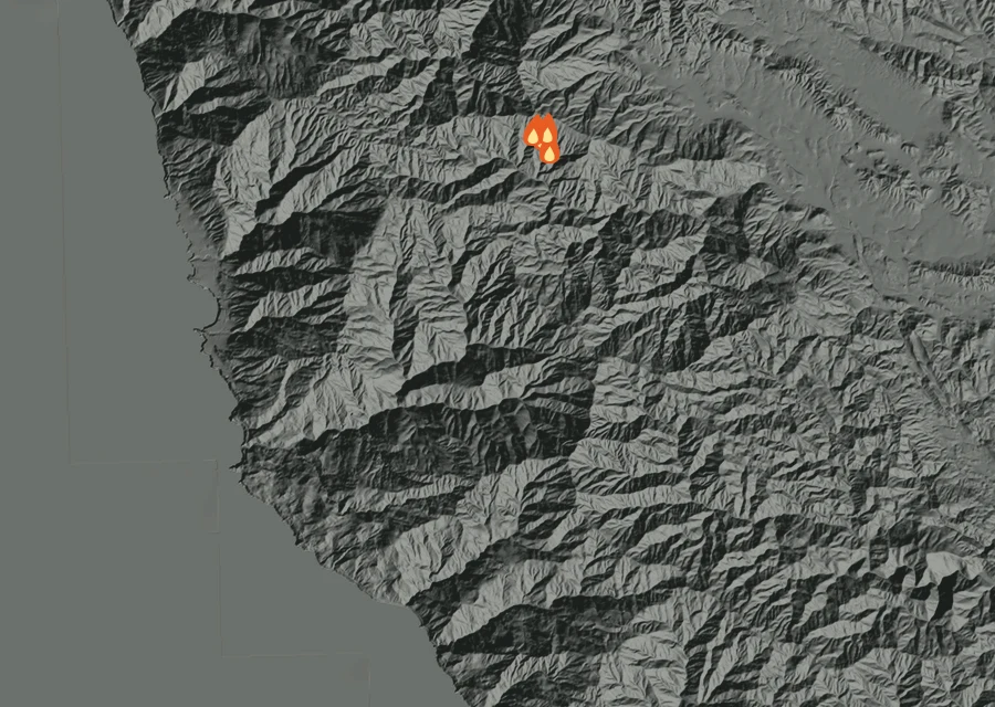 Map for Tue 15 Sep: flames mark every place that gave off heat that day.