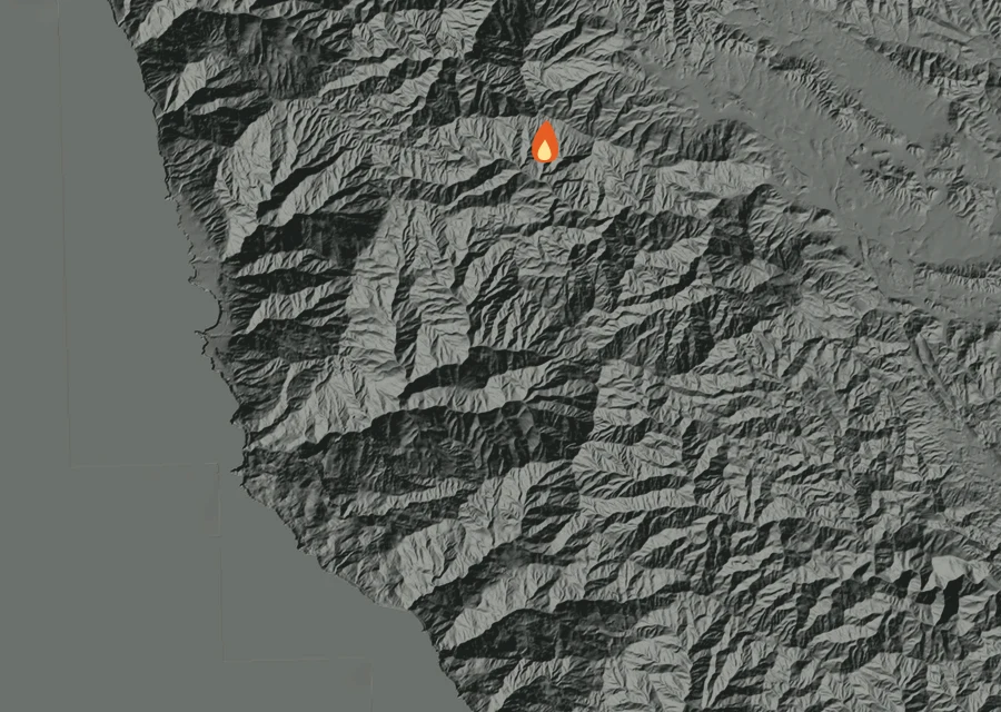 Map for Sat 19 Sep: flames mark every place that gave off heat that day.
