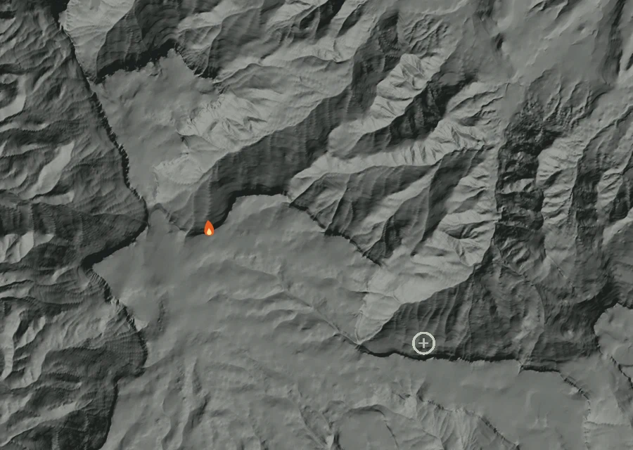 Animated map of the Post Fire across the whole record, with a time bar along the bottom showing energy released and the local date.
