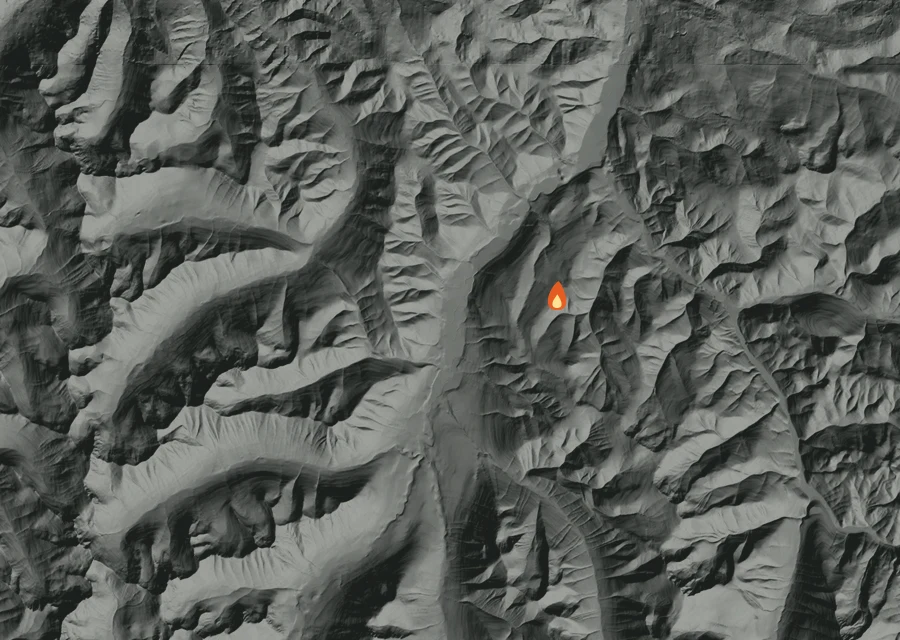 Map for Fri 28 Aug: flames mark every place that gave off heat that day.