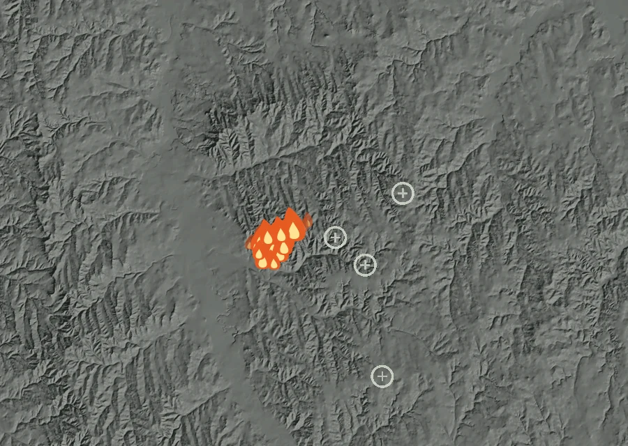 Map for Sat 5 Sep: flames mark every place that gave off heat that day.