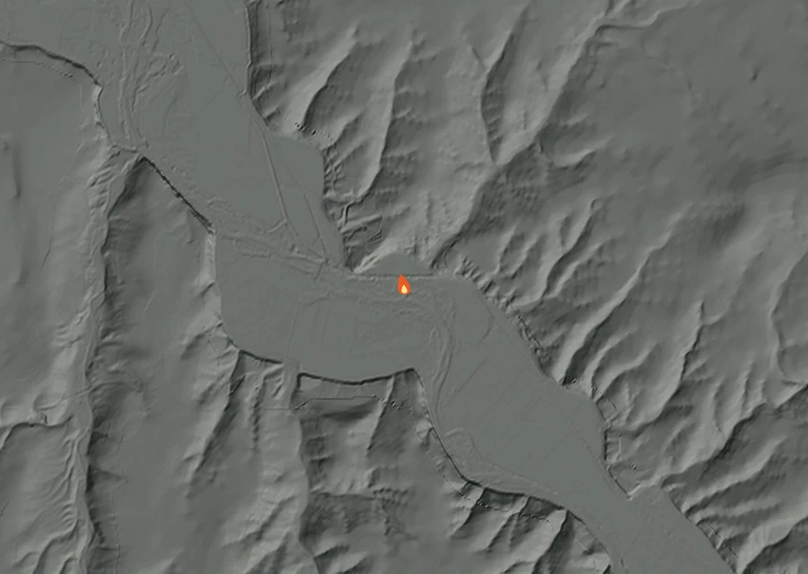 Animated map of the Reese road Fire across the whole record, with a time bar along the bottom showing energy released and the local date.