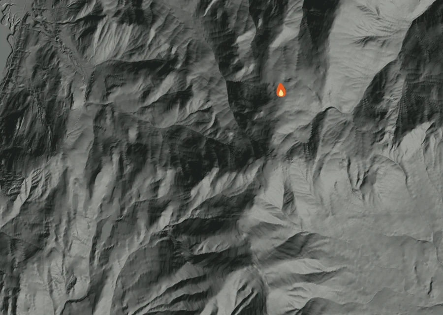 Animated map of the Rickey Canyon Fire across the whole record, with a time bar along the bottom showing energy released and the local date.