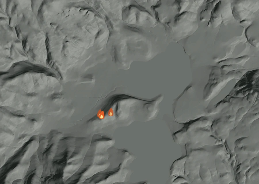 Animated map of the Rocky Point Fire across the whole record, with a time bar along the bottom showing energy released and the local date.