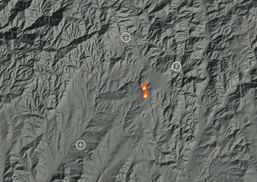 Map for Tue 8 Sep: flames mark every place that gave off heat that day.