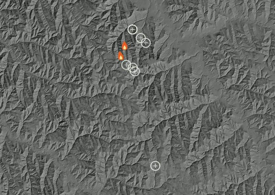 Animated map of the School House Fire across the whole record, with a time bar along the bottom showing energy released and the local date.