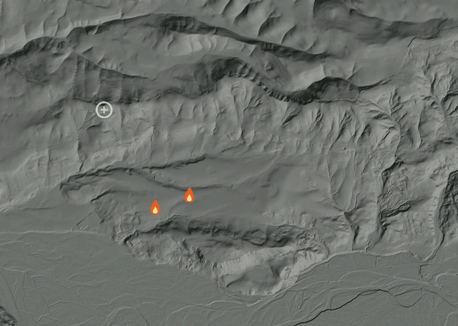 Map for Thu 10 Sep: flames mark every place that gave off heat that day.