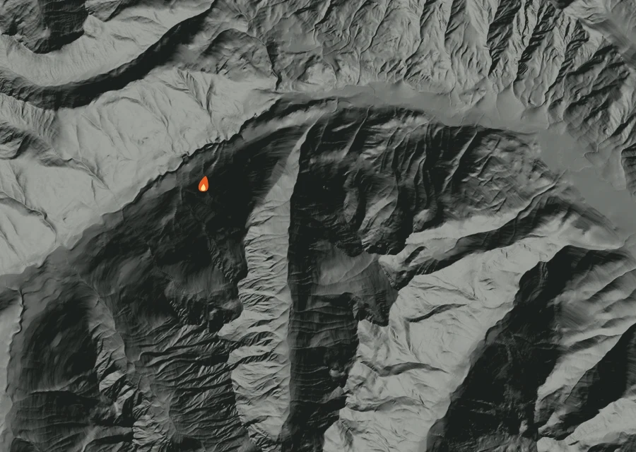 Map for Sun 27 Sep: flames mark every place that gave off heat that day.
