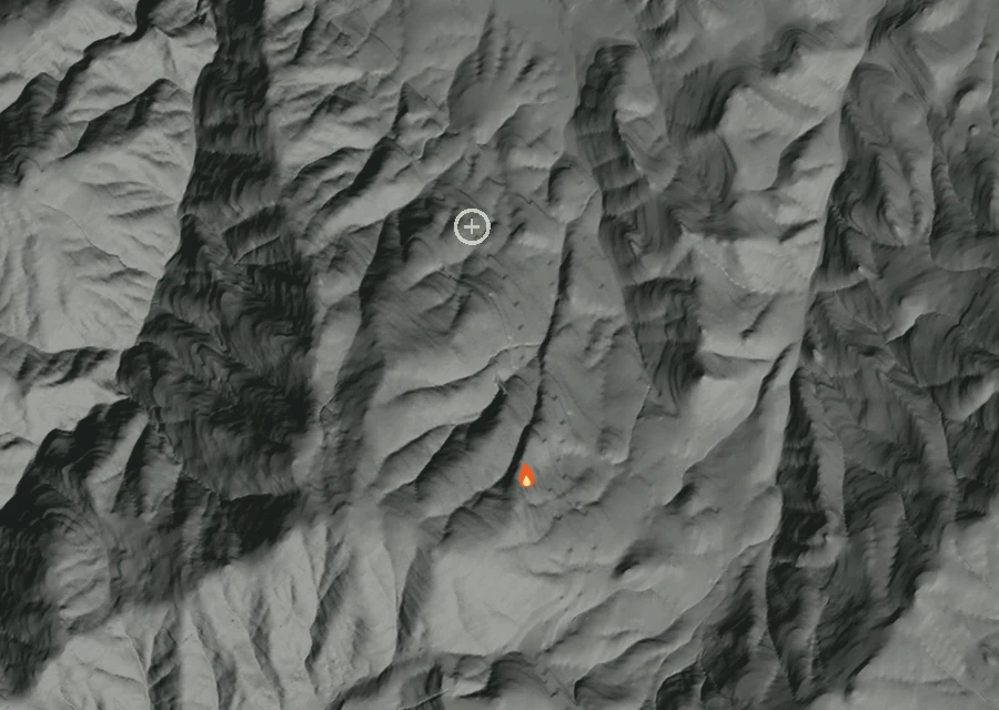 Animated map of the Ski Rd Fire across the whole record, with a time bar along the bottom showing energy released and the local date.