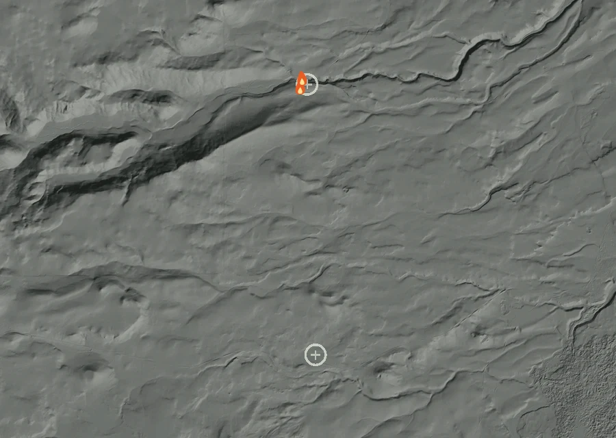 Animated map of the Sno Park Fire across the whole record, with a time bar along the bottom showing energy released and the local date.