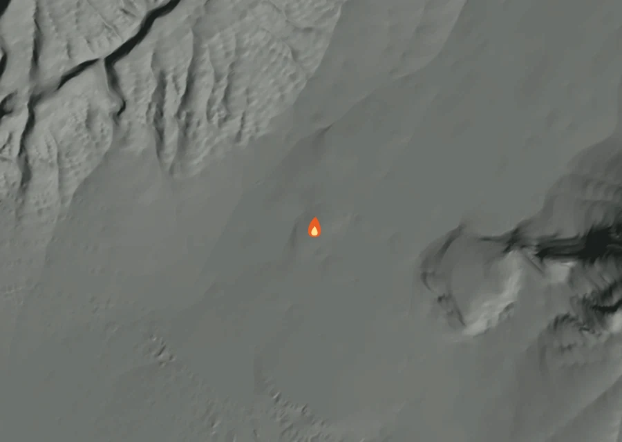 Animated map of the Steel Pass Fire across the whole record, with a time bar along the bottom showing energy released and the local date.