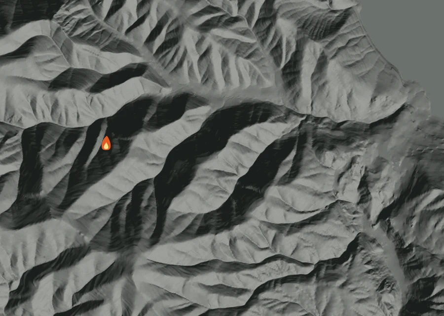Animated map of the Stormy Mountain Fire across the whole record, with a time bar along the bottom showing energy released and the local date.