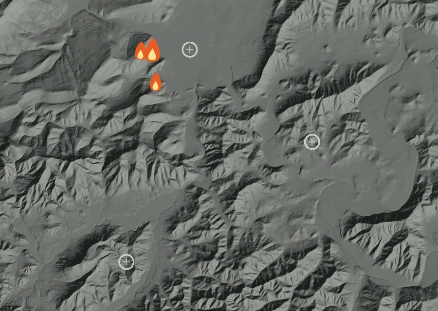 Animated map of the Strickland Canyon Fire across the whole record, with a time bar along the bottom showing energy released and the local date.
