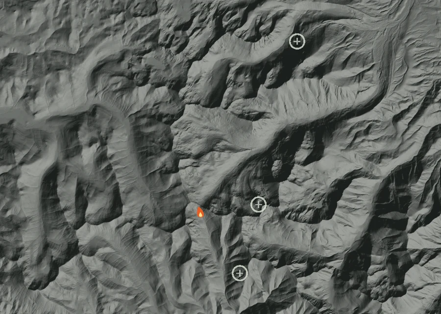 Map for Sat 29 Aug: flames mark every place that gave off heat that day.