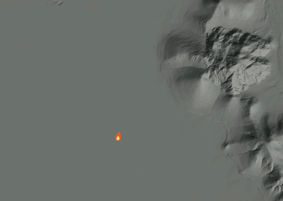 Animated map of the Swan Fire across the whole record, with a time bar along the bottom showing energy released and the local date.