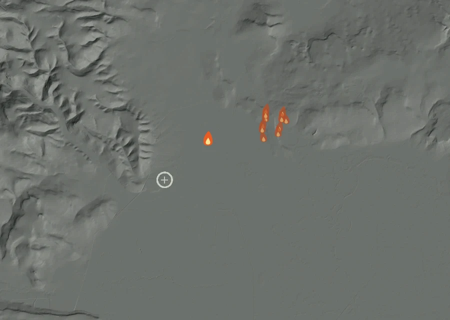 Map for Sat 12 Sep: flames mark every place that gave off heat that day.