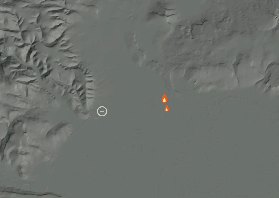 Map for Fri 9 Oct: flames mark every place that gave off heat that day.