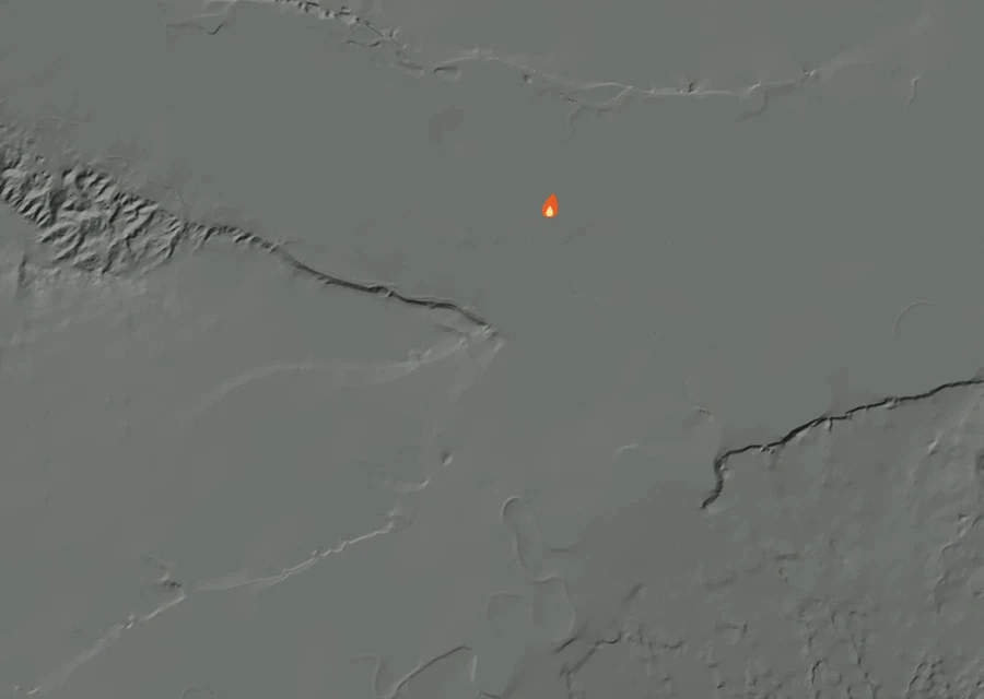 Animated map of the Tabacco Fire across the whole record, with a time bar along the bottom showing energy released and the local date.