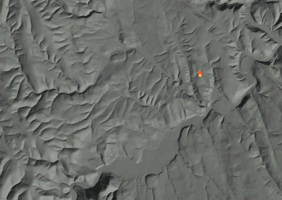 Map for Wed 7 Oct: flames mark every place that gave off heat that day.