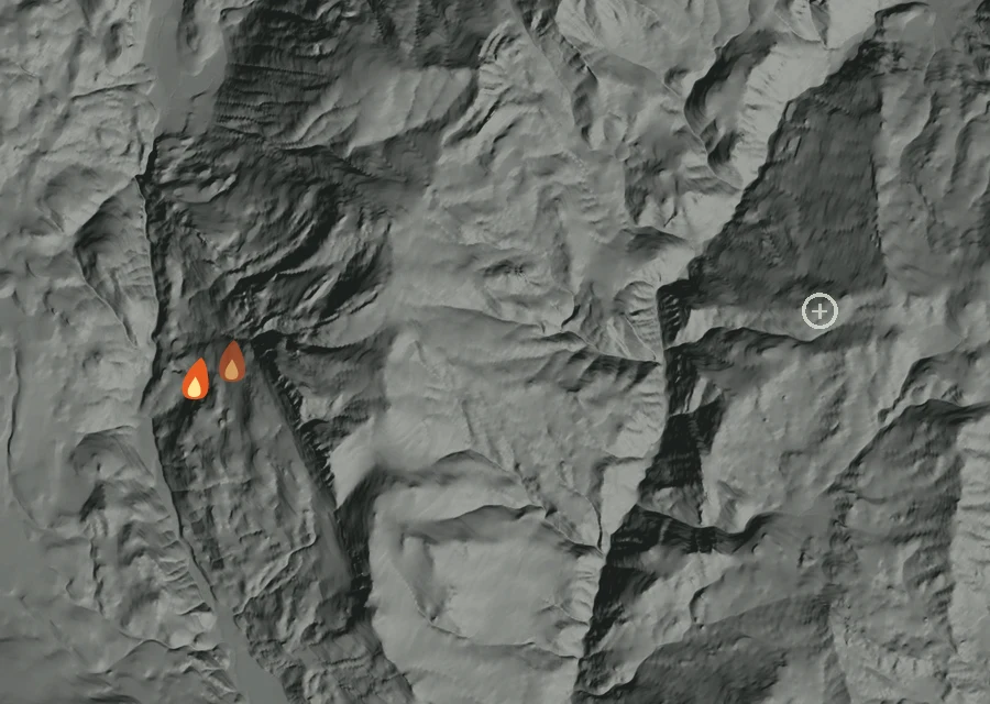 Animated map of the Telephone Fire across the whole record, with a time bar along the bottom showing energy released and the local date.