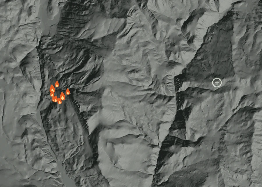 Map for Fri 11 Sep: flames mark every place that gave off heat that day.