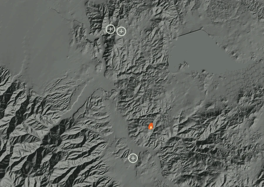 Map for Sat 5 Sep: flames mark every place that gave off heat that day.