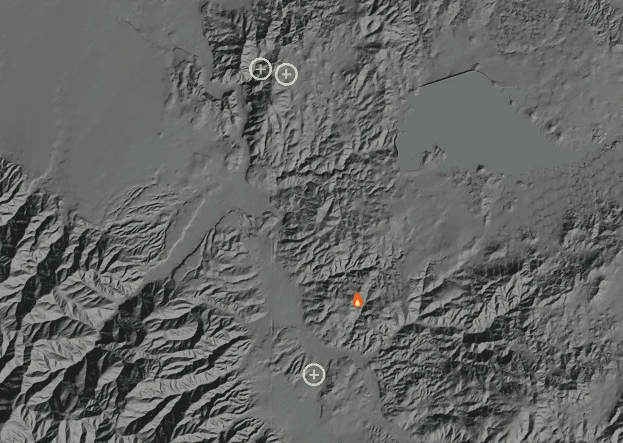 Map for Wed 9 Sep: flames mark every place that gave off heat that day.