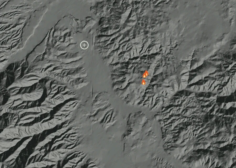 Map for Sat 19 Sep: flames mark every place that gave off heat that day.