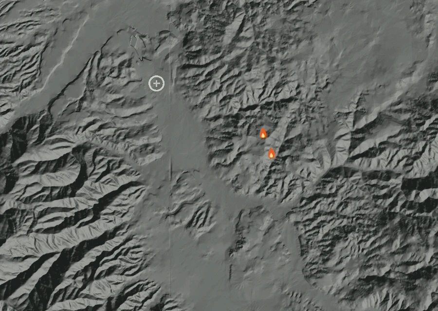 Map for Fri 2 Oct: flames mark every place that gave off heat that day.