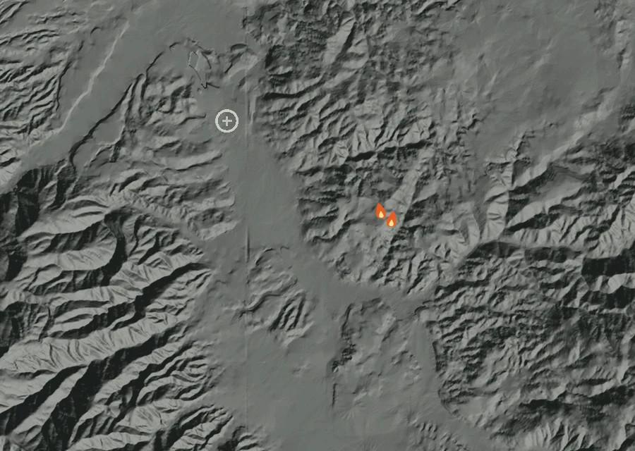 Map for Sat 3 Oct: flames mark every place that gave off heat that day.